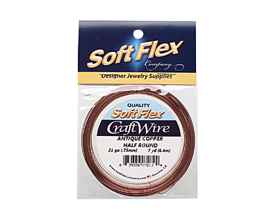Soft Flex Non-Tarnish Antique Copper Half Round Craft Wire 21 gauge, 7 yards