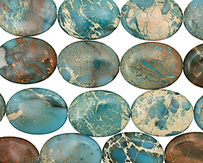 Turquoise Impression Jasper Flat Oval 40x30mm