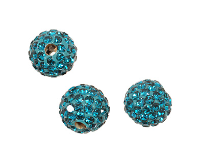 Teal Pave Round 8mm