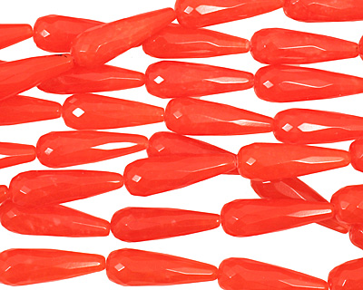 Tangerine Tango Jade Faceted Teardrop 30x10mm