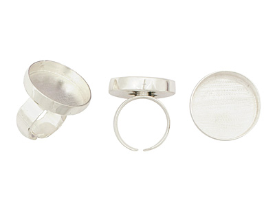 Silver (plated) Adjustable Ring Circle Bezel 23mm