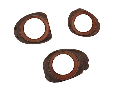 Tagua Nut Espresso Open Slice (side drilled) 33-45x24-36mm