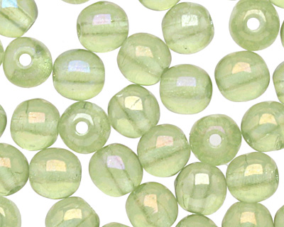 Czech Glass Luster Iris Olivine Round 4mm