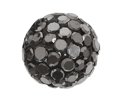 Jet Hematite Pave Round 10mm (1.5mm hole)