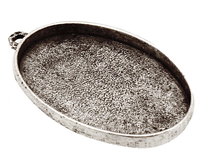 Nunn Design Antique Silver (plated) Grande Oval Bezel Pendant 44x28mm