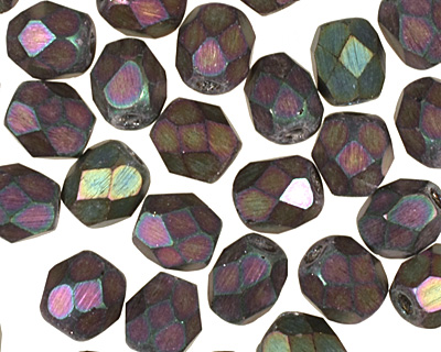 Czech Fire Polished Glass Matte Iris Purple Round 4mm