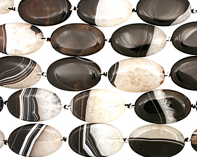 Black Sardonyx Flat Oval 40x25mm
