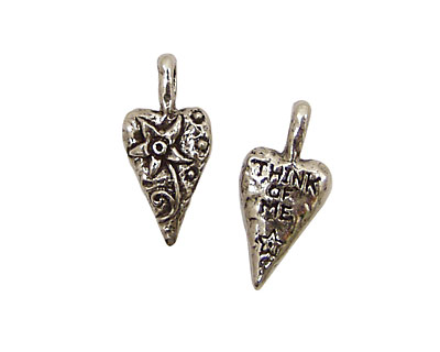 Green Girl Pewter Flower Heart Pendant 12x26mm