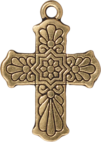 TierraCast Antique Gold (plated) Talavera Cross 22x30mm
