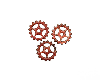 C-Koop Enameled Metal Ruby Red Small Sectioned Gear 16mm