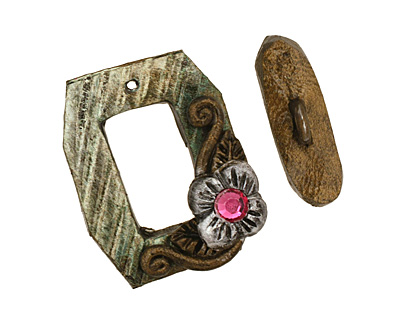 Poison Tree Polymer Clay Green Flower Toggle Clasp 24x20mm, 21mm bar