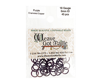 Purple Enameled Copper Round Jump Ring 8mm, 18 gauge