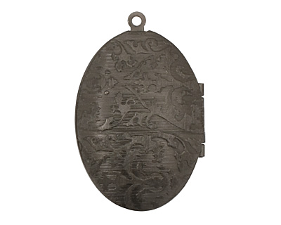 Gunmetal Oval Victorian Rose Heirloom Locket 27x41mm