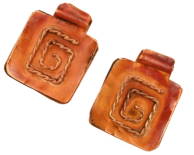 Patricia Healey Copper Square w/ Rope Spiral Pendant 18x22mm