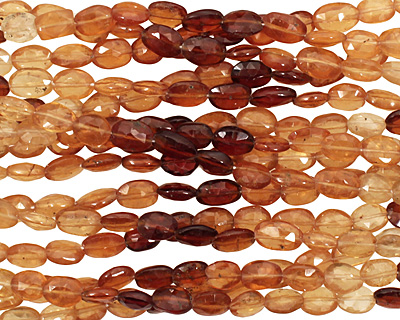 Hessonite Faceted Flat Oval 8-9x6mm