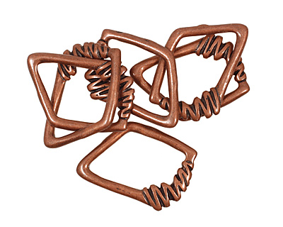 Antique Copper (plated) Irregular Diamond w/ Zigzag 40x30mm