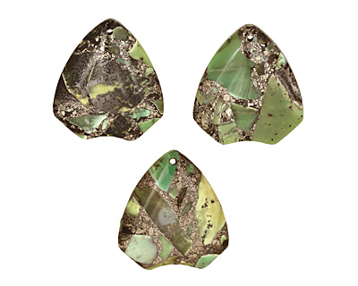 Chrysoprase & Pyrite Arrowhead Pendant 40x45mm
