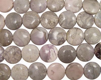 Rosy White Ocean Jasper Puff Coin 25mm