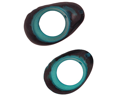 Tagua Nut Turquoise Open Slice 33-45x24-36mm
