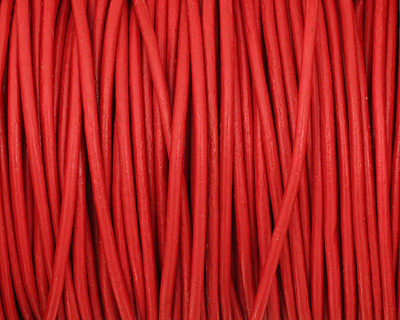 Red Round Leather Cord 2mm