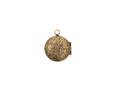 Antique Brass (plated) Small Round Ribbon Heirloom Locket 13x15mm