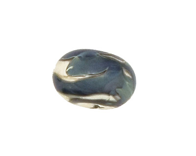 The BeadsNest Lampwork Glass Blue/Ivory Rondelle 8-9x13-14mm