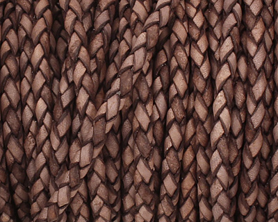 Natural Gray Braided Leather Bolo Cord 3mm