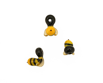 The BeadsNest Lampwork Glass Honey Bee 14-17x8-9mm