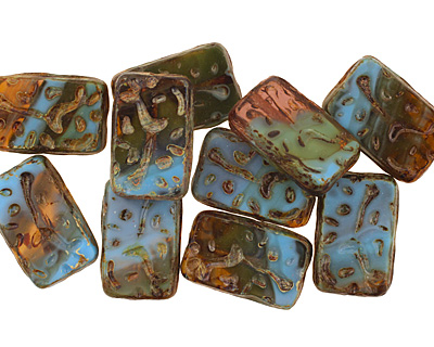 Czech Glass Nature Groovy Rectangle 18x12mm