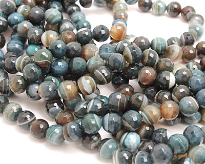 Slate Blue Line Agate Faceted Round 12mm