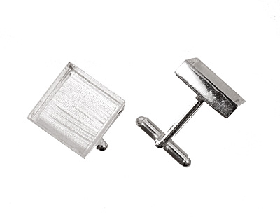 Silver (plated) Square Bezel Cuff Link 17mm