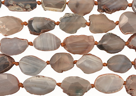 Gray Line Agate Natural Edge Freeform Faceted Slab 21-32x19-25mm