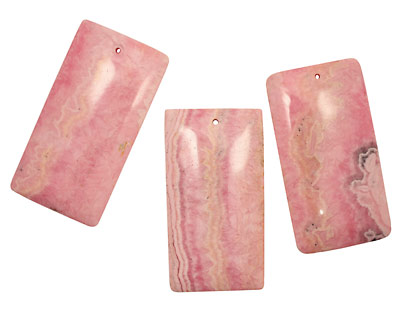Rhodochrosite (soft pink) Long Rectangle Pendant 33x63mm