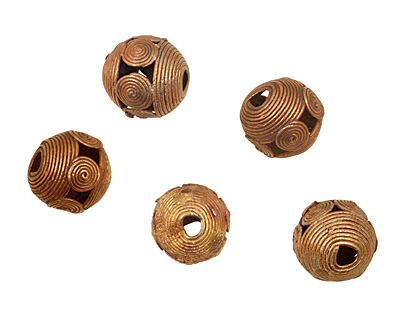 African Brass Wrapped Circles Round 18-20mm