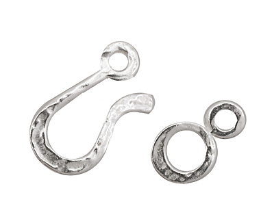Silver (plated) Hammered Simple Hook & Eye Clasp 32x12mm