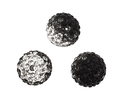 Jet/Crystal Ombre Pave Round 12mm