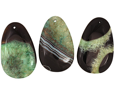 Black & Apple Green Teardrop Pendant 35x55mm