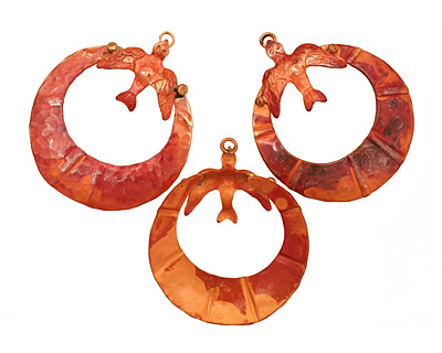 Patricia Healey Copper Peace Dove w/ Loop Pendant 42x50mm