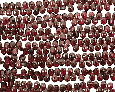 Garnet Faceted Flat Teardrop 5-6x7-8mm
