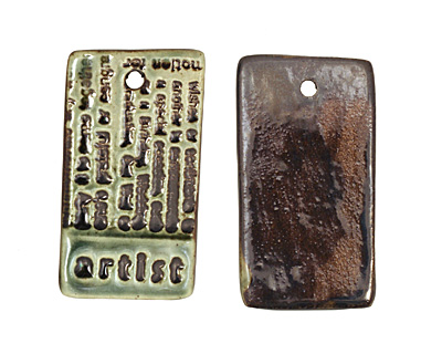 Earthenwood Studio Ceramic Peacock Iron Artist Pendant 24x44mm
