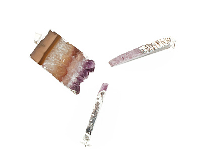Amethyst Slice Pendant Set in Silver (plated) 20-21x26-48mm