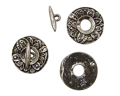 Green Girl Pewter Round Floral Toggle Clasp 23mm, 16mm Bar