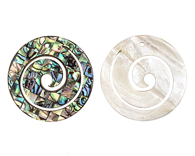 Abalone Spiral Pendant 40mm