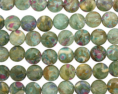 Fuchsite Ruby Puff Coin 18mm