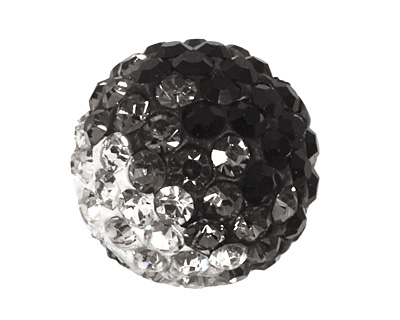 Jet/Crystal Ombre Pave Round 12mm (1.5mm hole)