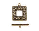 Antique Brass (plated) Scroll Square Toggle Clasp 22x18mm, 21mm bar