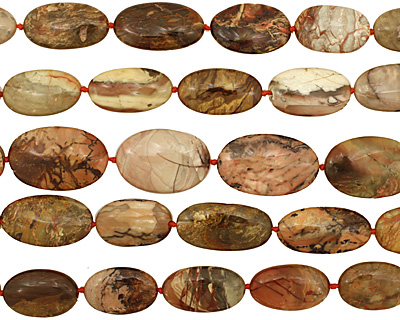 American Jasper Freeform Flat Oval 30-38x18-27mm