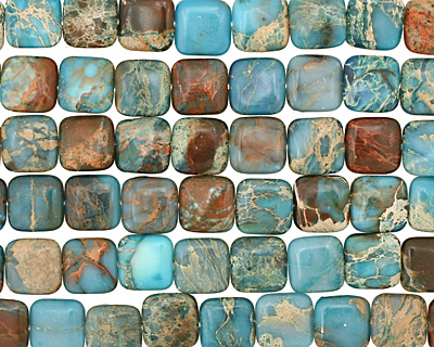 Turquoise Impression Jasper Puff Square 16mm