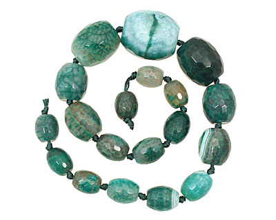 Sea Green Agate Faceted Rice Graduated 13-30x12-26mm