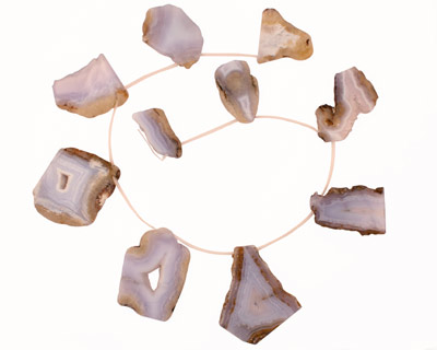 Chalcedony Natural Edge Flat Freeform Drops Graduated 18-39x30-55mm